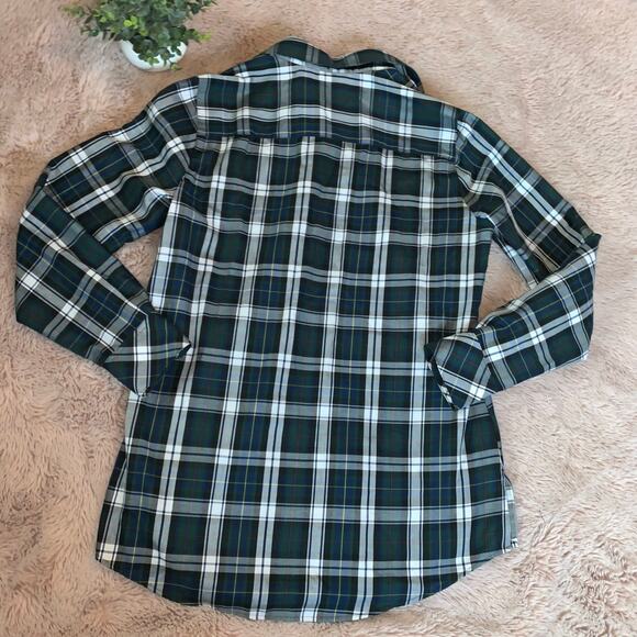 Orvis Women's Dark Green Plaid Button-Up Long-Sleeve Collar Shirt Size: 4 - Picture 3 of 12